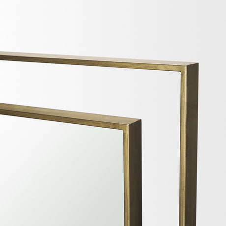 Tiva Rectangular Dual Brushed Gold Metal Framed Mirror from Mercana - Luna Furniture