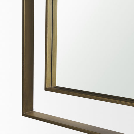 Tiva Rectangular Dual Brushed Gold Metal Framed Mirror from Mercana - Luna Furniture