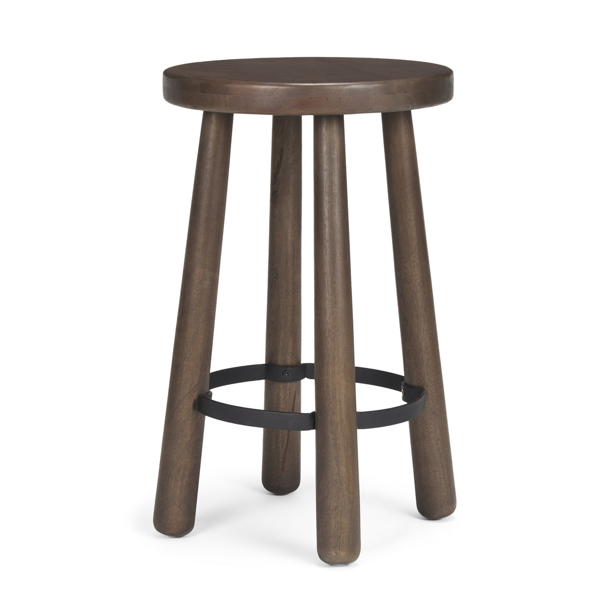 Weldon Dark Brown Wood w/ Matte Black Metal Counter Stool from Mercana - Luna Furniture
