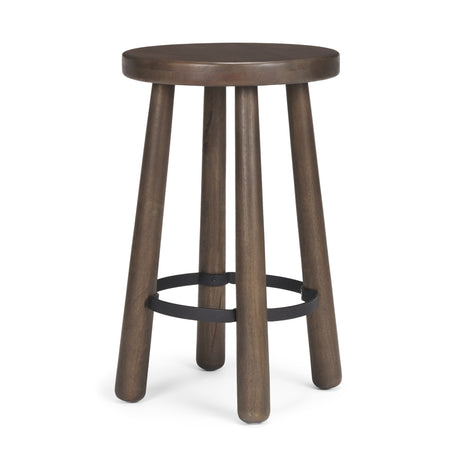 Weldon Dark Brown Wood w/ Matte Black Metal Counter Stool from Mercana - Luna Furniture