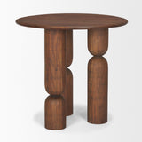 Sonel Pedestal Medium Dark Brown Acacia Wood Foyer Table from Mercana - Luna Furniture