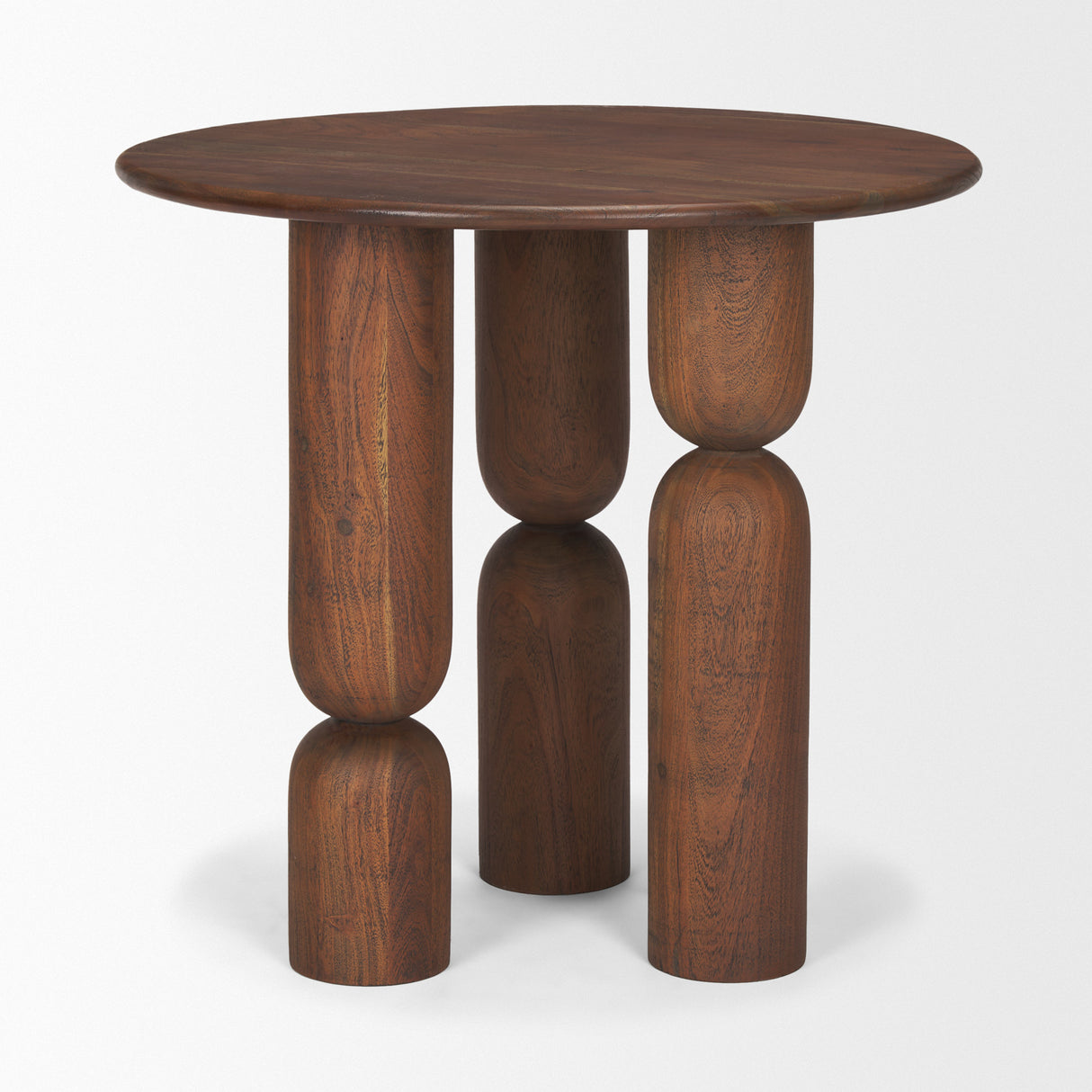 Sonel Pedestal Medium Dark Brown Acacia Wood Foyer Table from Mercana - Luna Furniture