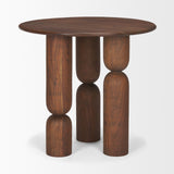 Sonel Pedestal Medium Dark Brown Acacia Wood Foyer Table from Mercana - Luna Furniture