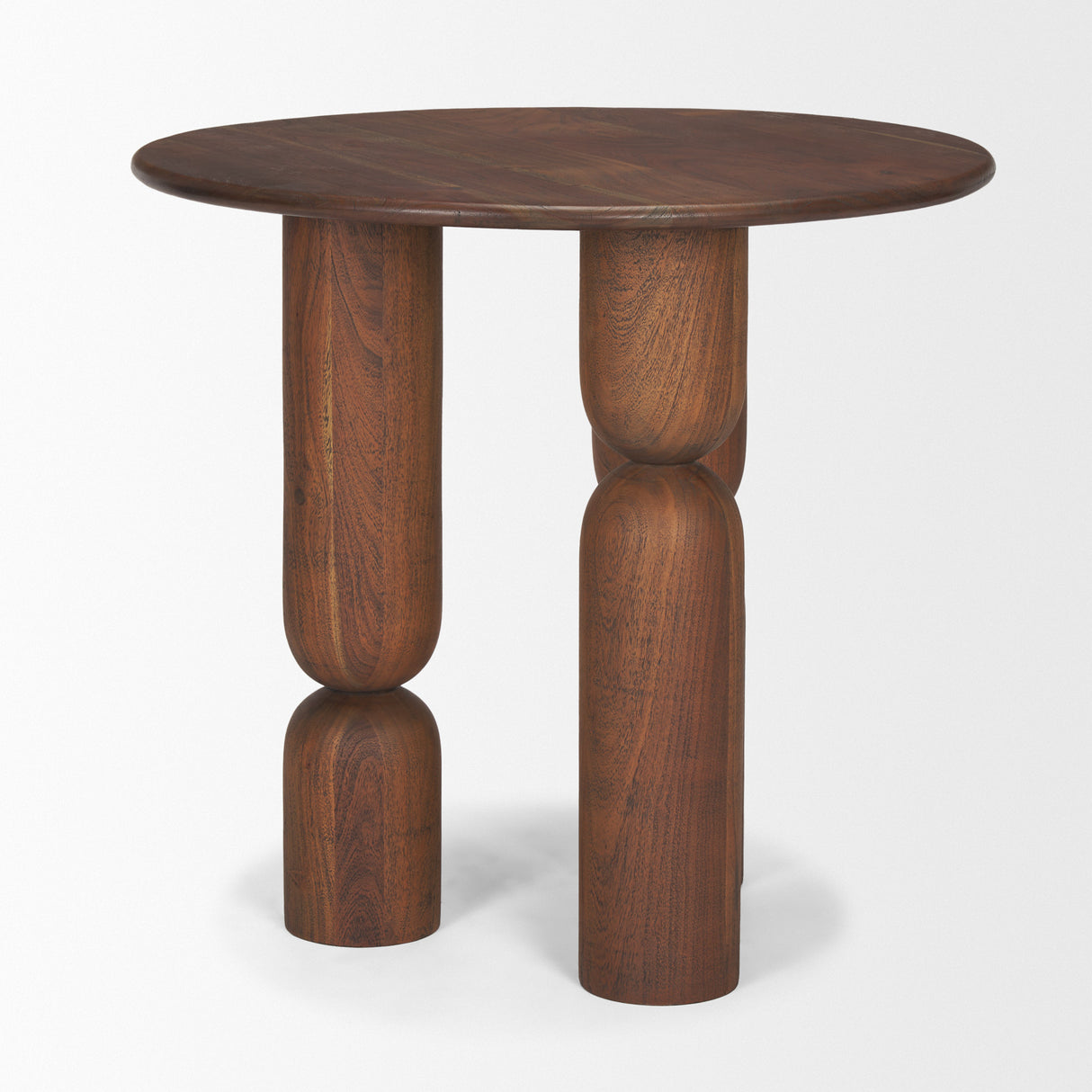 Sonel Pedestal Medium Dark Brown Acacia Wood Foyer Table from Mercana - Luna Furniture