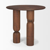 Sonel Pedestal Medium Dark Brown Acacia Wood Foyer Table from Mercana - Luna Furniture