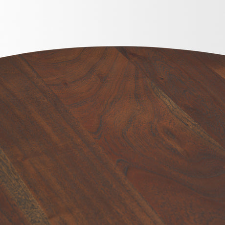Sonel Pedestal Medium Dark Brown Acacia Wood Foyer Table from Mercana - Luna Furniture