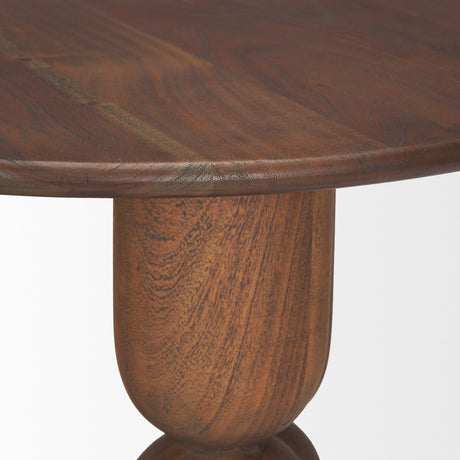 Sonel Pedestal Medium Dark Brown Acacia Wood Foyer Table from Mercana - Luna Furniture
