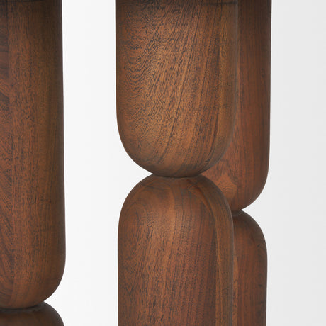 Sonel Pedestal Medium Dark Brown Acacia Wood Foyer Table from Mercana - Luna Furniture