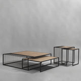 Miles Black Metal w/ Light Wood Nesting Coffee Table from Mercana - Luna Furniture