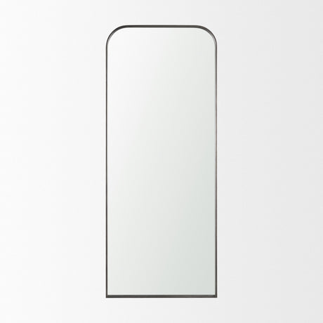 Tamira Tall Brushed Gunmetal Metal Arched Mirror from Mercana - Luna Furniture