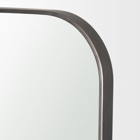 Tamira Tall Brushed Gunmetal Metal Arched Mirror from Mercana - Luna Furniture