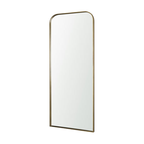 Tamira 75.8" Tall Brushed Brass Metal Arched Mirror from Mercana - Luna Furniture