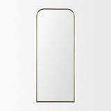 Tamira 75.8" Tall Brushed Brass Metal Arched Mirror from Mercana - Luna Furniture