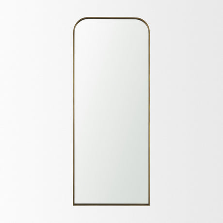 Tamira 75.8" Tall Brushed Brass Metal Arched Mirror from Mercana - Luna Furniture