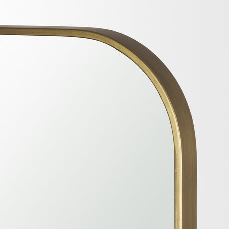 Tamira 75.8" Tall Brushed Brass Metal Arched Mirror from Mercana - Luna Furniture