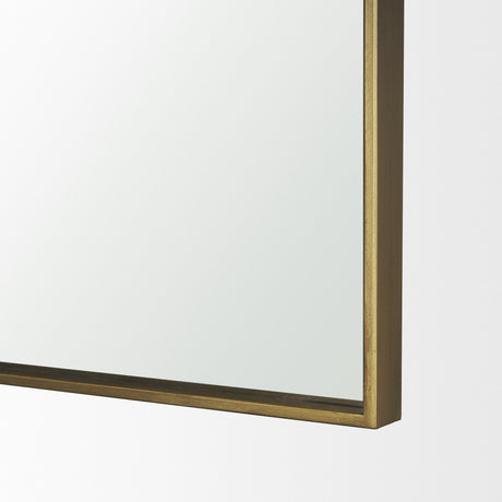 Tamira 75.8" Tall Brushed Brass Metal Arched Mirror from Mercana - Luna Furniture