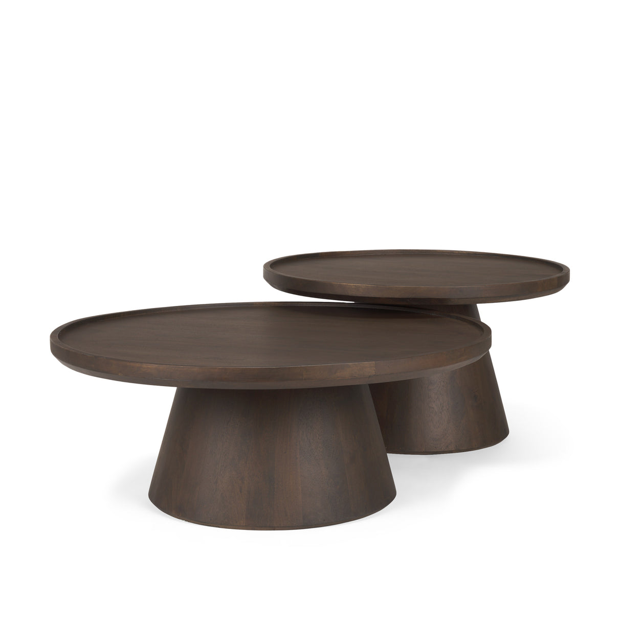 Takoda Dark Brown Wood Tapered Drum Nesting Coffee Tables from Mercana - Luna Furniture