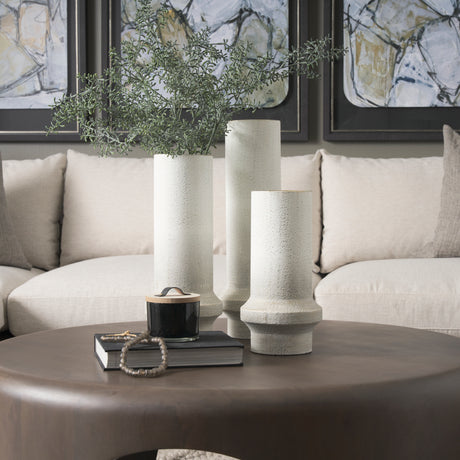 Tovah Small Textured White w/ Gold Metal Vase from Mercana - Luna Furniture