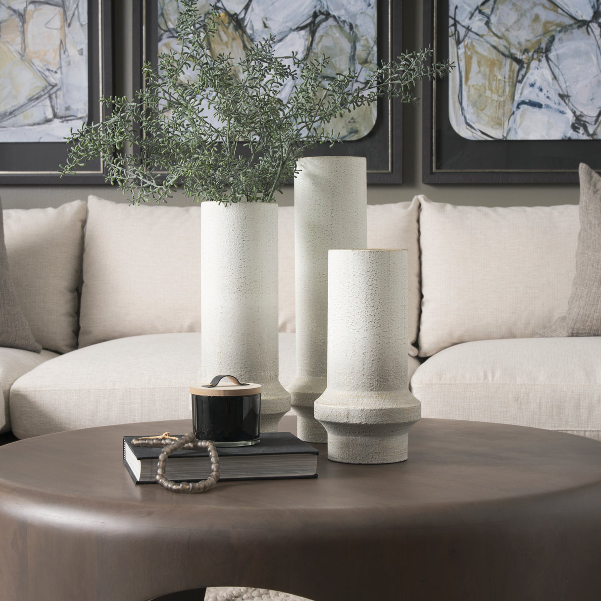 Tovah Tall Textured White w/ Gold Metal Vase from Mercana - Luna Furniture