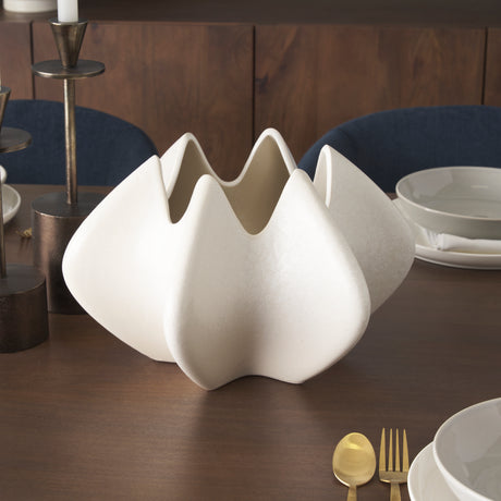 Ulrich Sculptural Cream Glazed Ceramic Vase from Mercana - Luna Furniture