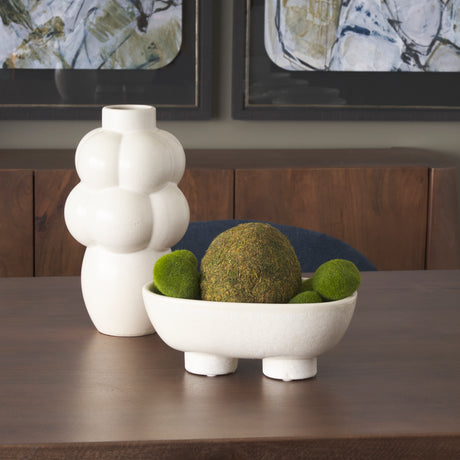 Tyren Cream Glazed Decorative Oblong Ceramic Bowl from Mercana - Luna Furniture