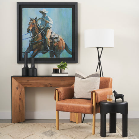 Ashton Brown Vegan Leather w/ Light Wood Accent Chair from Mercana - Luna Furniture