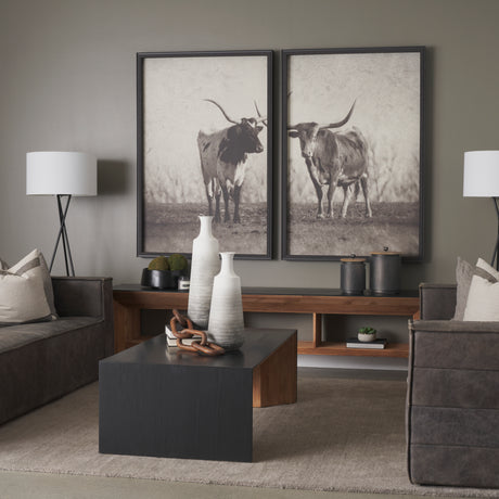 Tabor Natural Wood w/ Black Oak Waterwall Media Console from Mercana - Luna Furniture