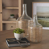 Troian Large Rattan Wrapped Glass Bottle from Mercana - Luna Furniture
