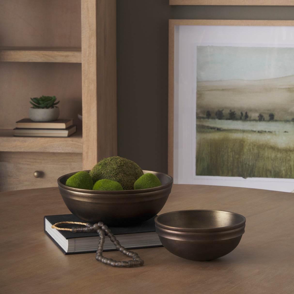Tomiko Decorative Brass Finished Cast Aluminum Round Bowls from Mercana - Luna Furniture