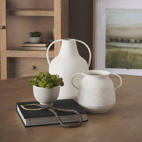 Treva Small White w/ Black Speckles Metal Vase from Mercana - Luna Furniture