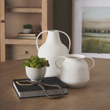 Treva Tall White w/ Black Speckles Metal Vase from Mercana - Luna Furniture