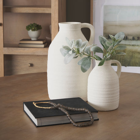 Tyrus Large Textured Matte White w/ Speckling Ceramic Vase from Mercana - Luna Furniture