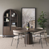 Sloan 42W x 80H Dark Brown Wood W/Black Metal Arched Curio Cabinet from Mercana - Luna Furniture
