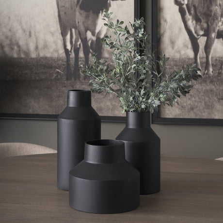 Tosca Tall Matte Black Metal Vase from Mercana - Luna Furniture