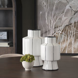 Dinah Large White w/ Black Stripes Ceramic Vase from Mercana - Luna Furniture