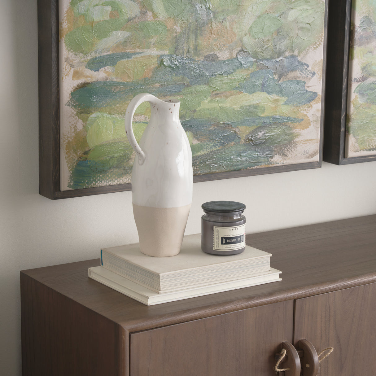 Valora Black Speckled Cream w/ Light Beige Ceramic Jug from Mercana - Luna Furniture