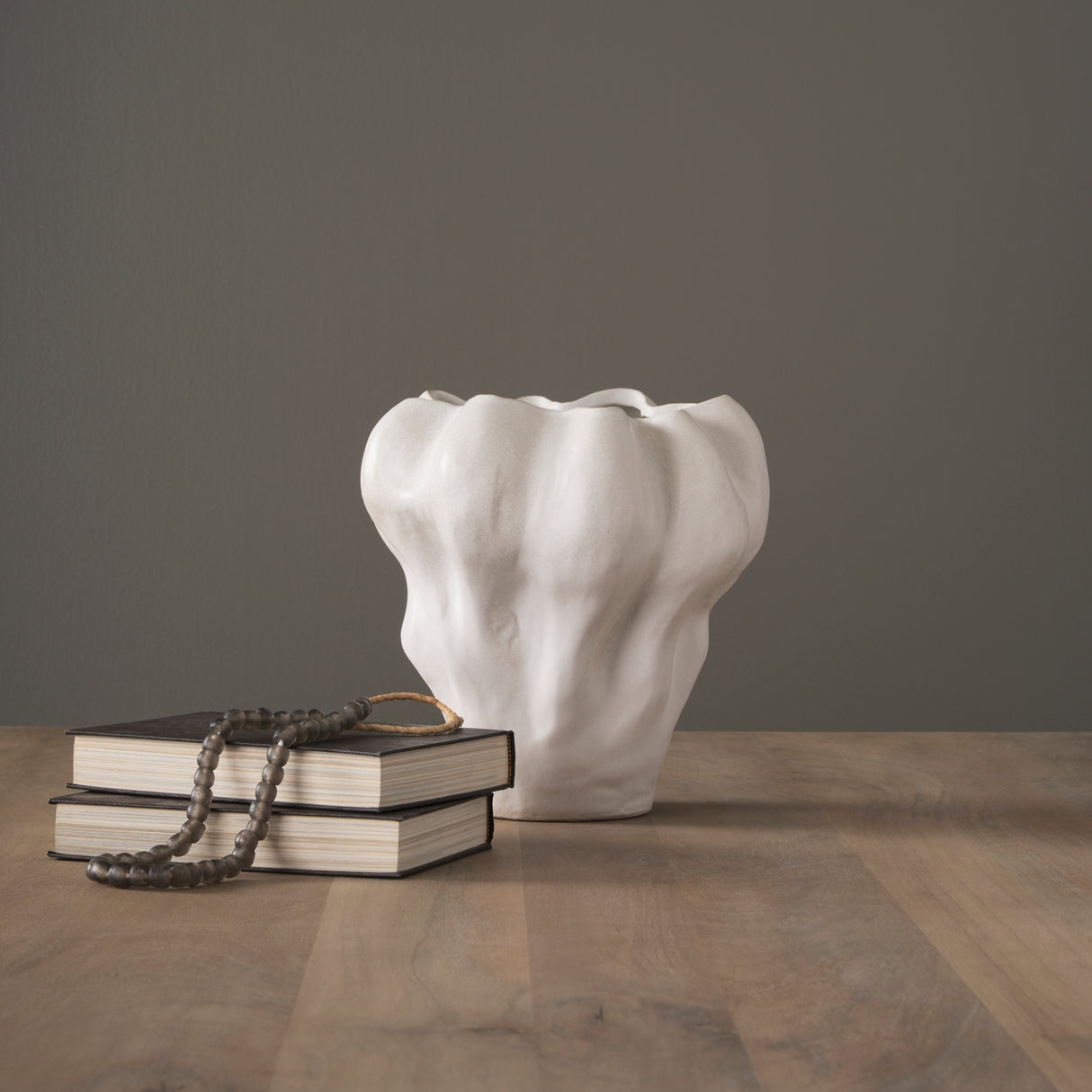 Vanna Sculptural Cream Glazed Ceramic Vase from Mercana - Luna Furniture