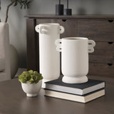 Dylan Tall Textured Off White w/ Handles Ceramic Vase from Mercana - Luna Furniture
