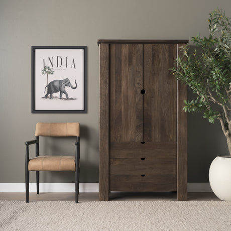 Wallen Solid Dark Brown Wood Curio Cabinet from Mercana - Luna Furniture