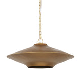 Titus 1-Light Brass Finished Metal Disc Pendant from Mercana - Luna Furniture