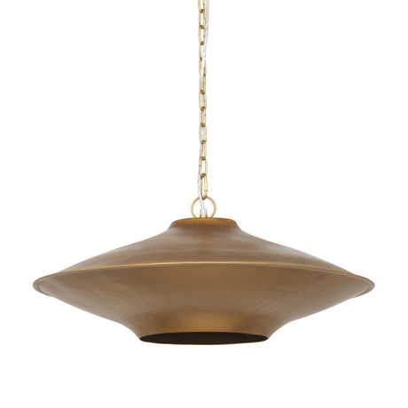 Titus 1-Light Brass Finished Metal Disc Pendant from Mercana - Luna Furniture