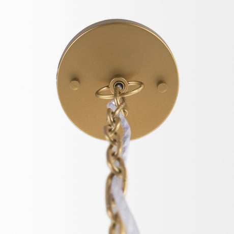Titus 1-Light Brass Finished Metal Disc Pendant from Mercana - Luna Furniture