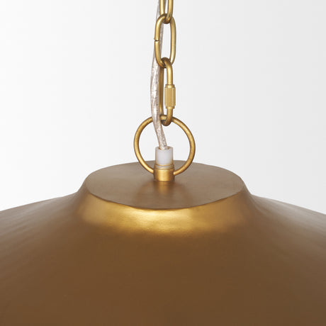 Titus 1-Light Brass Finished Metal Disc Pendant from Mercana - Luna Furniture