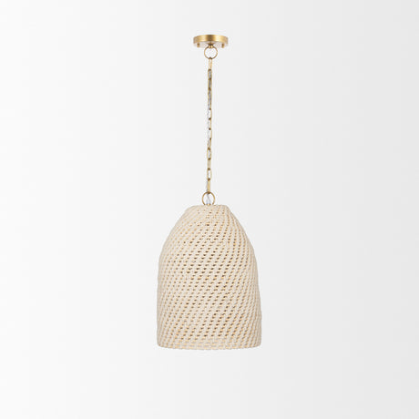 Tosha 1-Light Cotton Rope Bell Pendant from Mercana - Luna Furniture