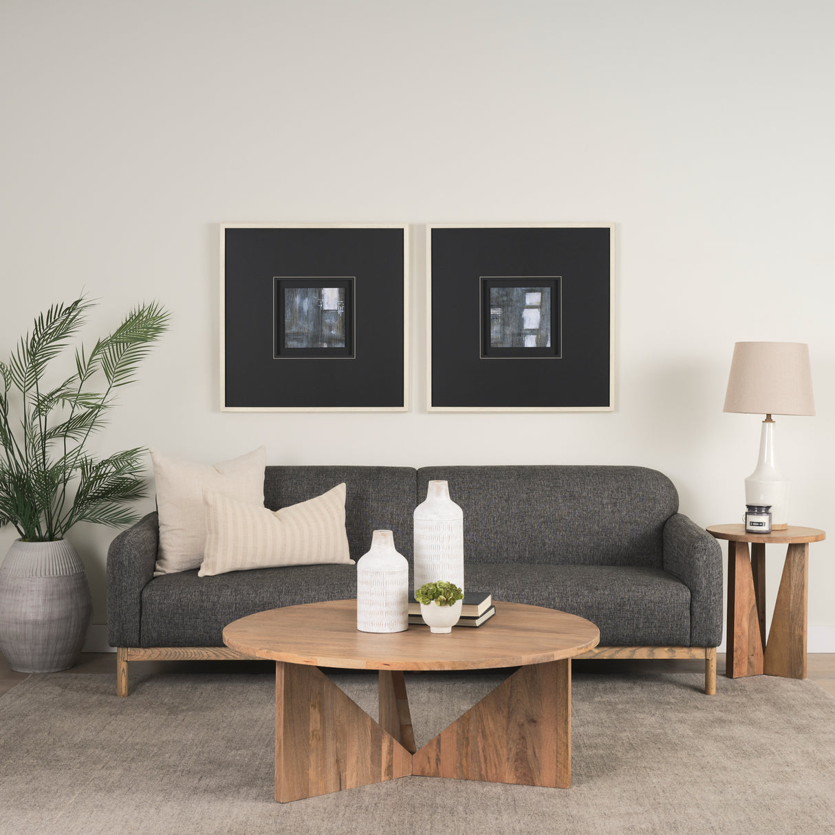 Hale Sofa W/ Medium Brown Wood and Gray Fabric from Mercana - Luna Furniture