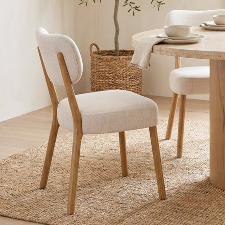 Owen Dining Chair W/ Medium Brown Wood and Beige Fabric, Set of 2 from Mercana - Luna Furniture