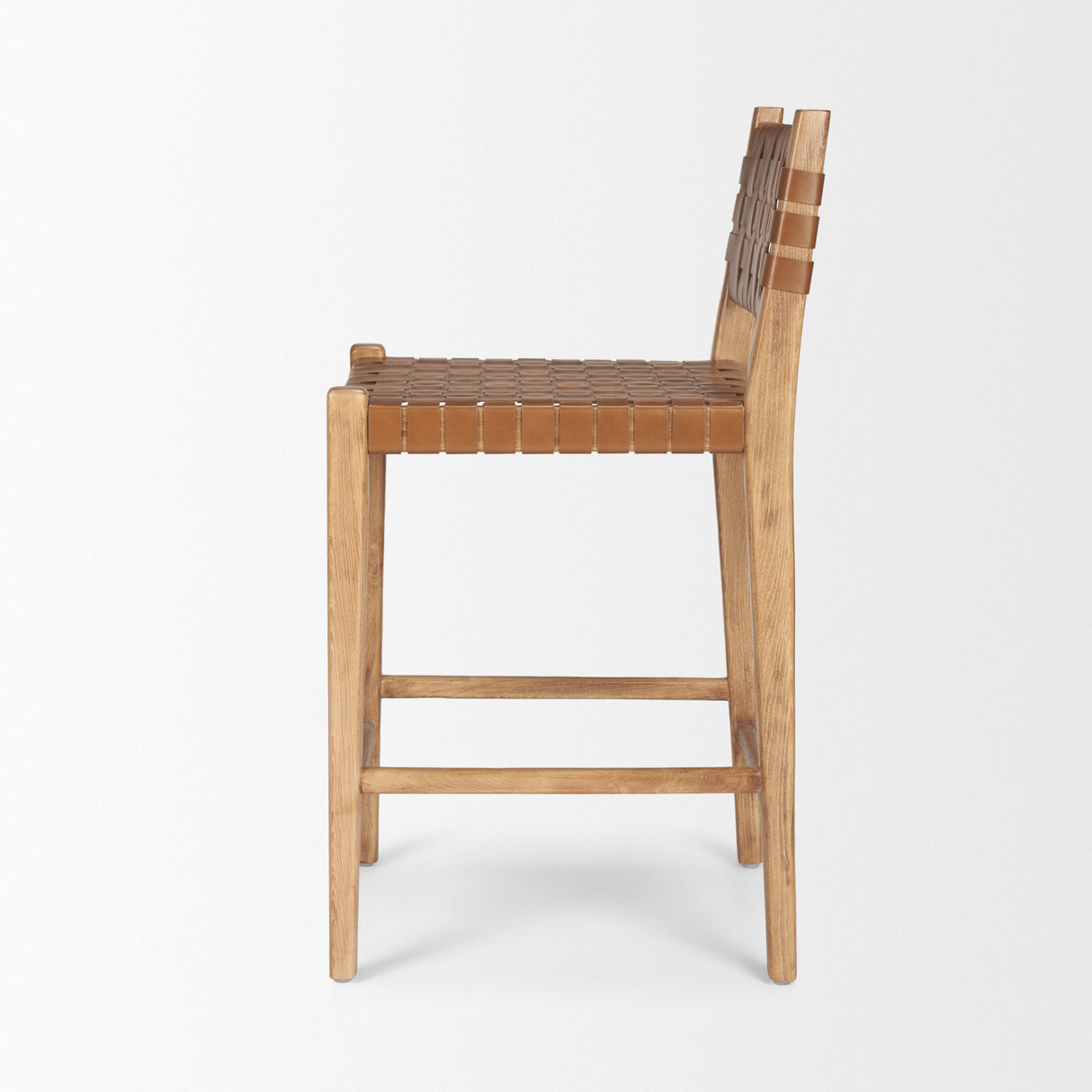Shane Brown Wood w/ Woven Brown Leather Counter Stool from Mercana - Luna Furniture