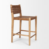 Shane Brown Wood w/ Woven Brown Leather Counter Stool from Mercana - Luna Furniture