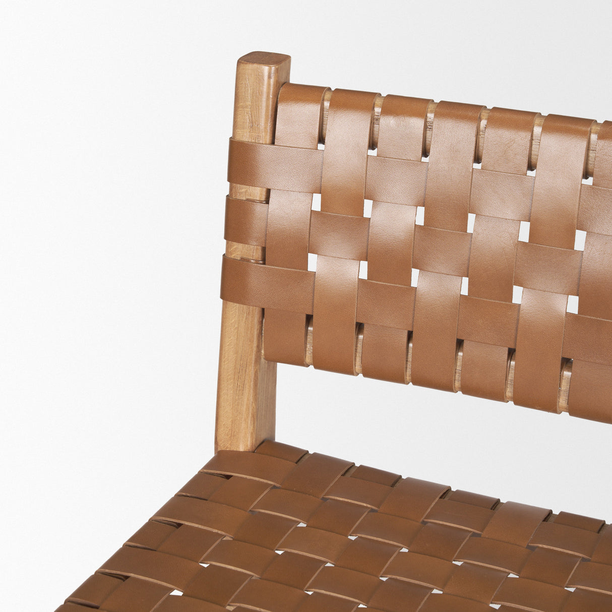 Shane Brown Wood w/ Woven Brown Leather Counter Stool from Mercana - Luna Furniture