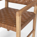 Shane Brown Wood w/ Woven Brown Leather Dining Armchair from Mercana - Luna Furniture
